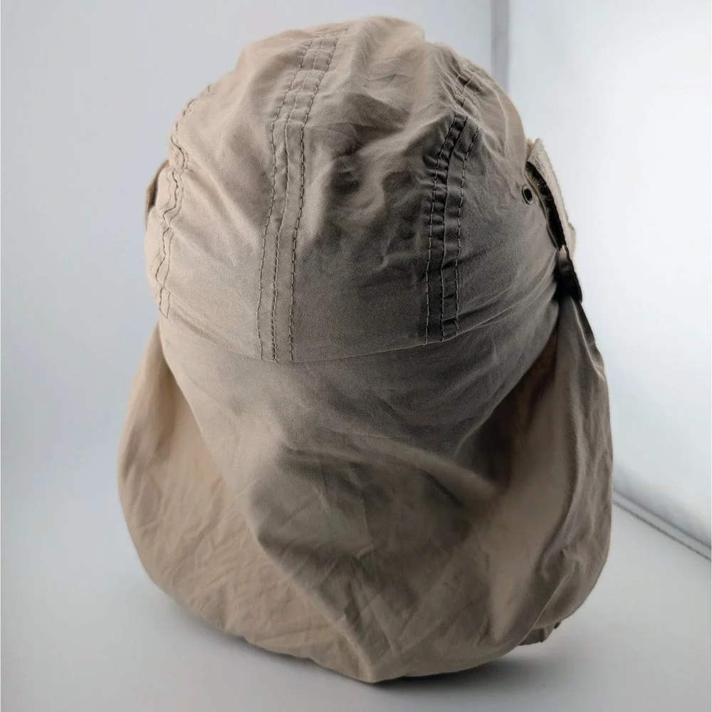 Vintage Filson Fishing Long Brim Hat Cap Made In USA Safari Sun Flap Beige